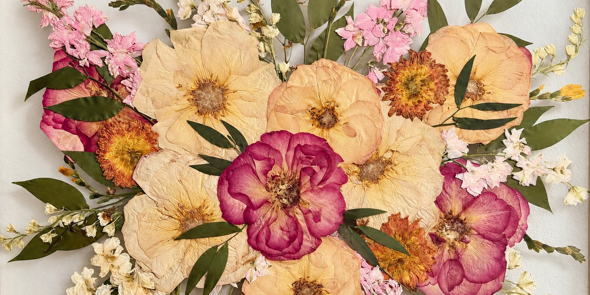 Pressed wedding bouquet framed art by Floral and Sage San Diego