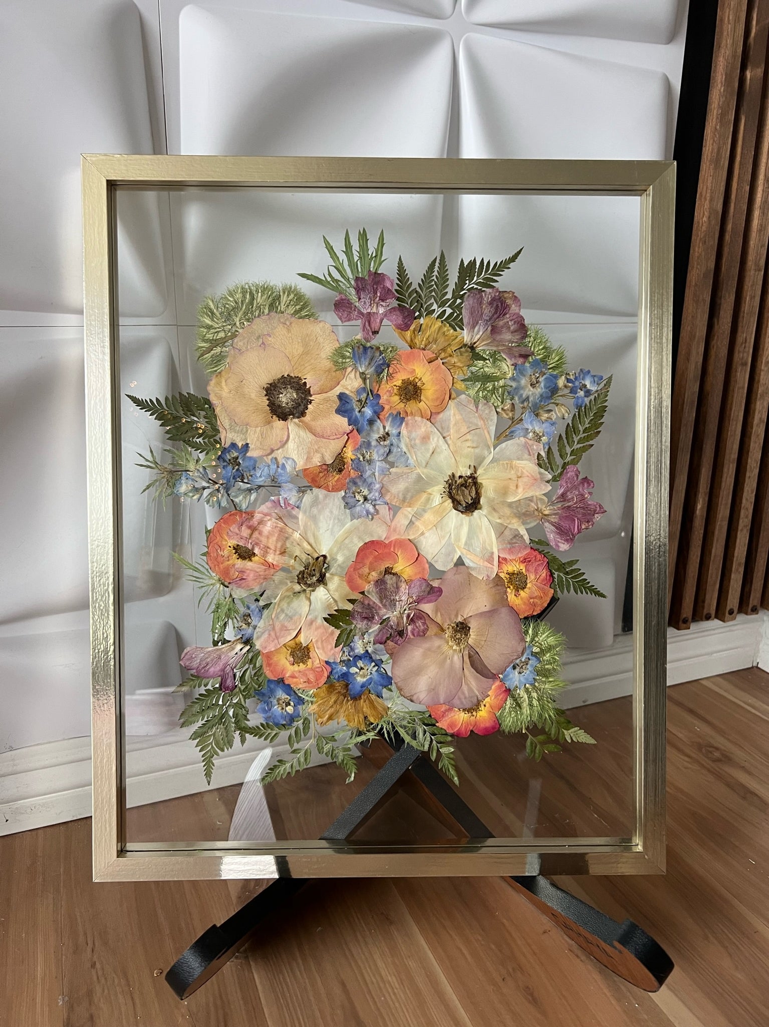 Preserved Wedding Bouquet in Barn Wood Frame  Custom Pressed Flower Frame  – Element Design